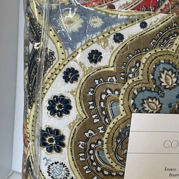 Hand-Sewn Genoa Paisley Twin Quilt 68x86 Cotton Reversible Bedspread Courtpointe - Picture 5 of 9